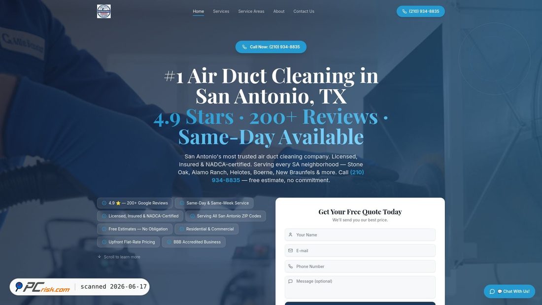 Screenshot of professionalairductcleaningtx.com
