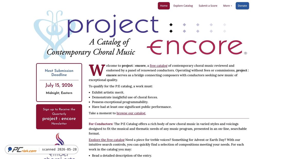 Screenshot of projectencore.org
