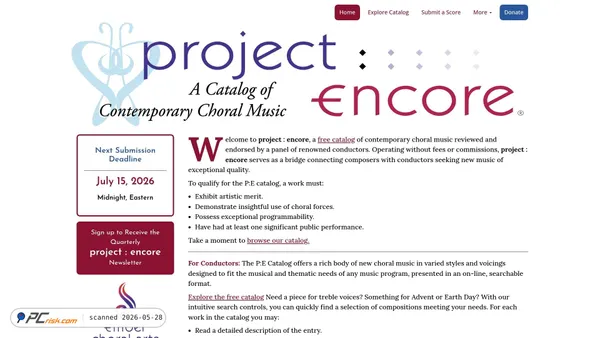 projectencore.org screenshot