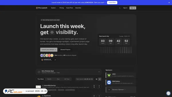Screenshot van prolaunch.net