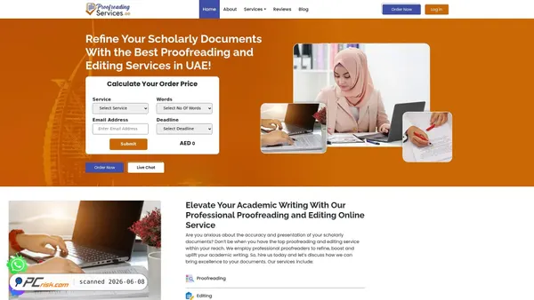 proofreadingservices.ae screenshot
