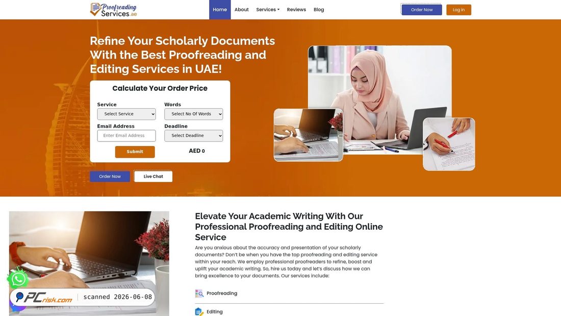 Screenshot von proofreadingservices.ae