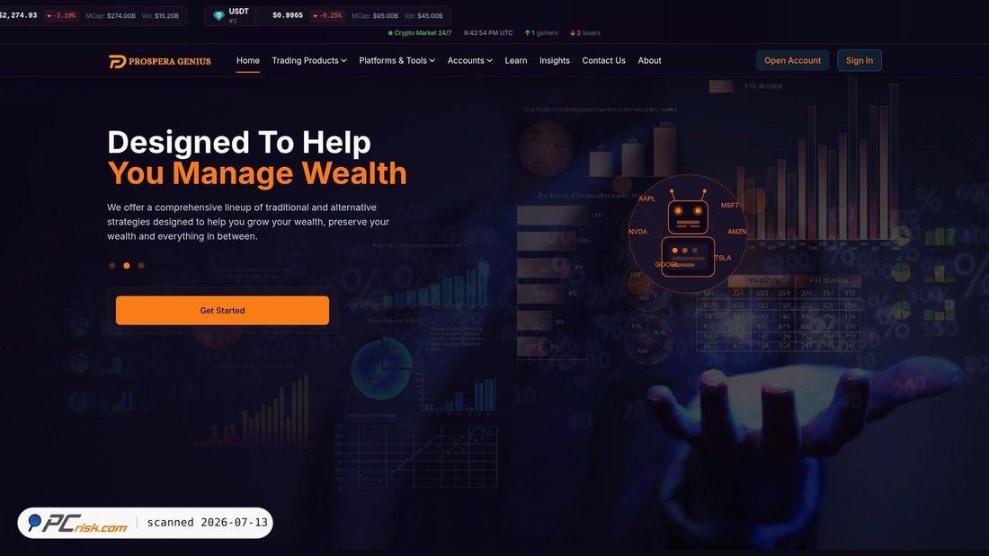 Screenshot of prosperagenius.com