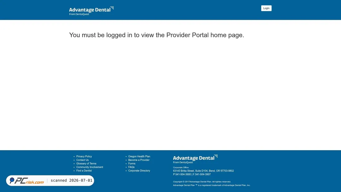 Screenshot of providerportal.advantagedentalservices.com