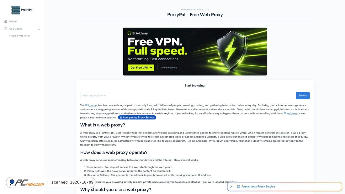 Captura de ecrã de proxypal.net