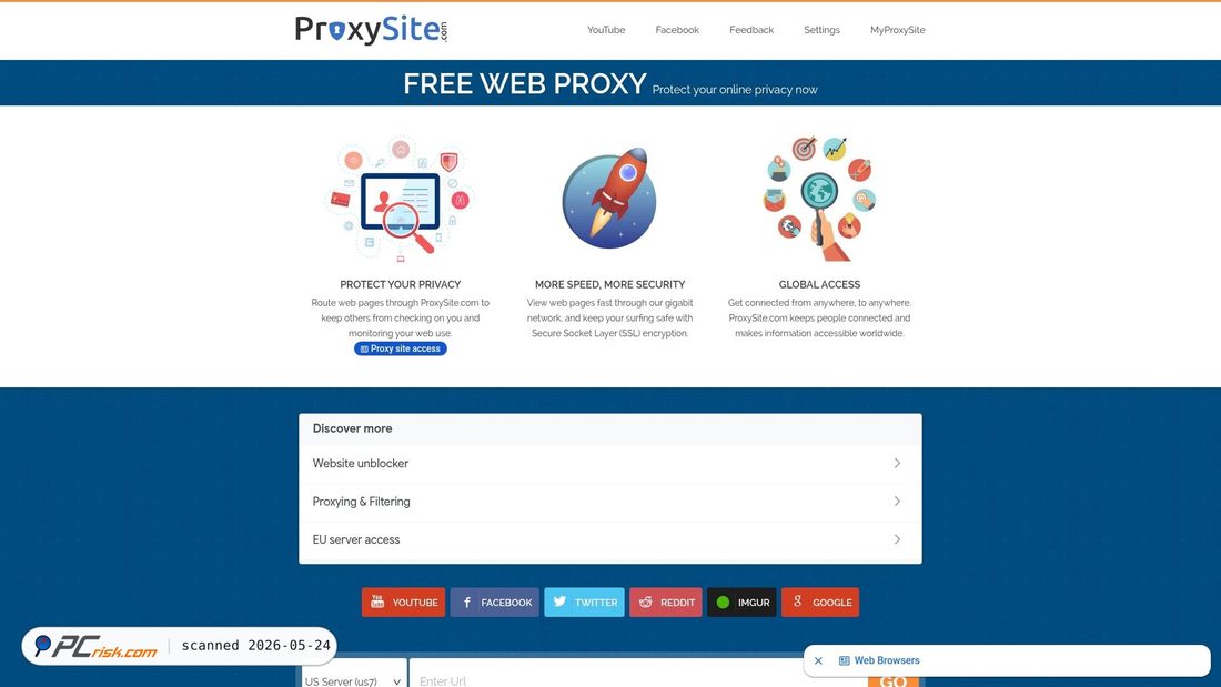 Screenshot of proxysite.com