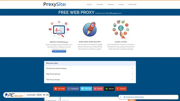 proxysite.com screenshot
