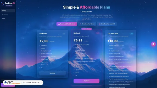 Captura de prozen-ai.com