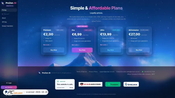 prozen-ai.com Screenshot