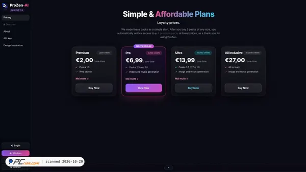 Capture d’écran de prozen-ai.com
