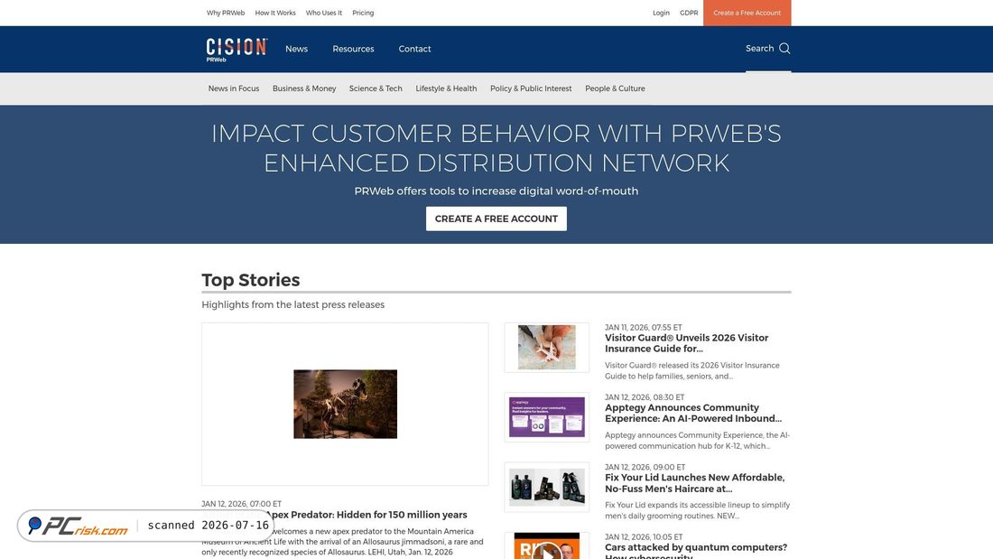 Screenshot of prweb.com