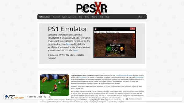 ps1emulator.com screenshot