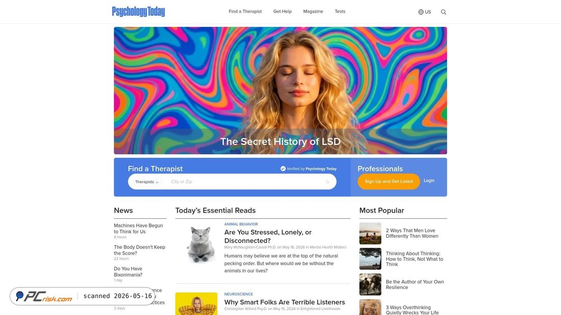 Screenshot of psychologytoday.com