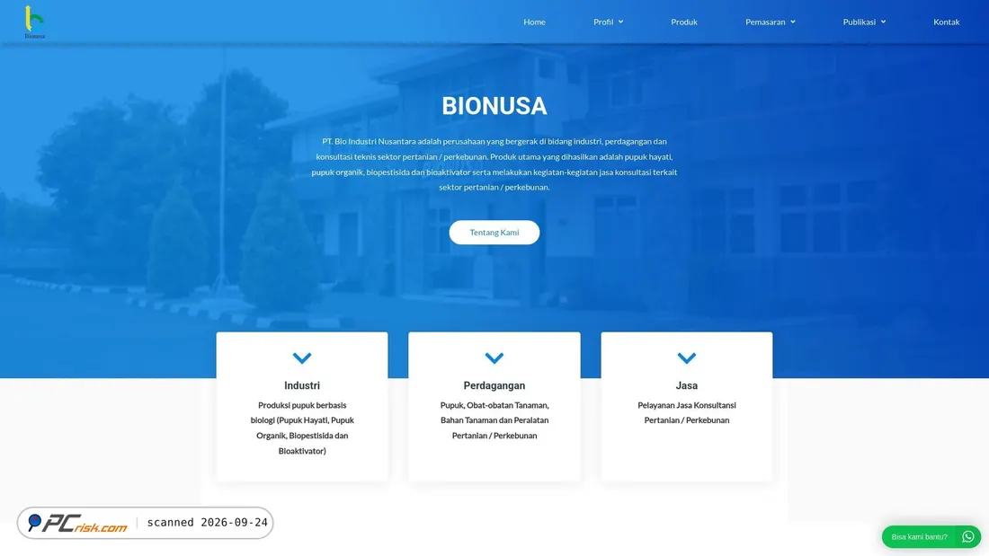 Screenshot of ptbionusa.co.id