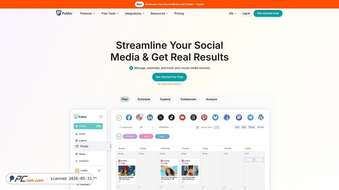 Screenshot of publer.com