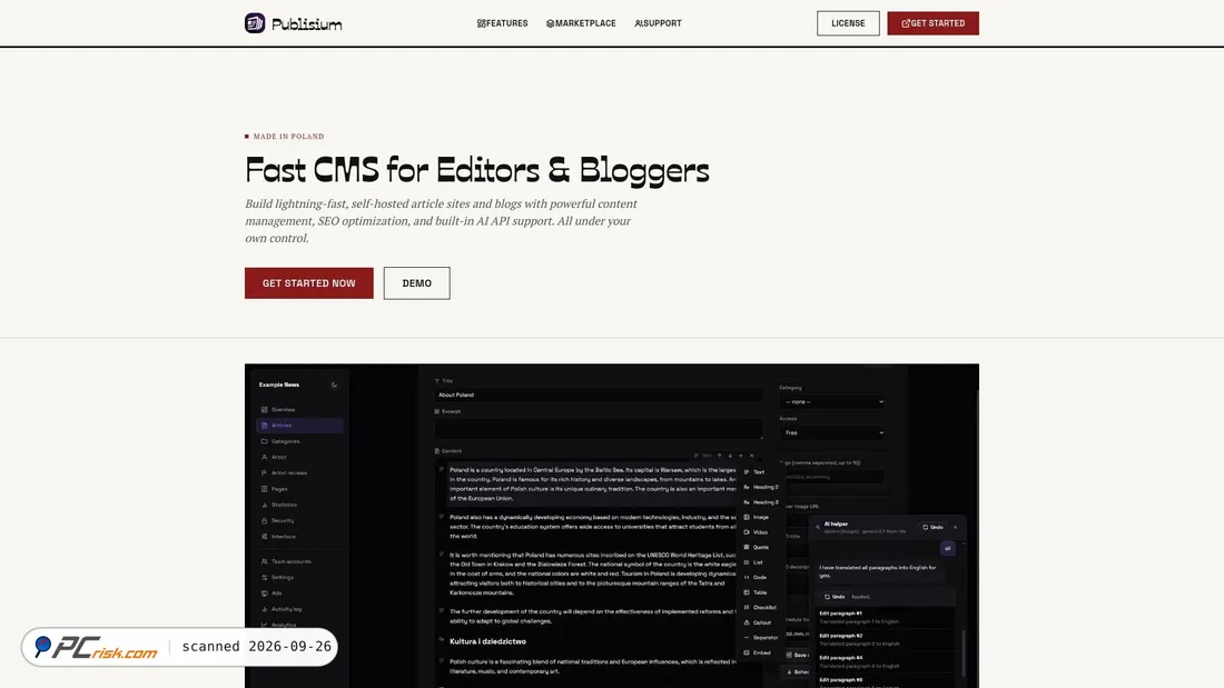 Captura de ecrã de publisium.com