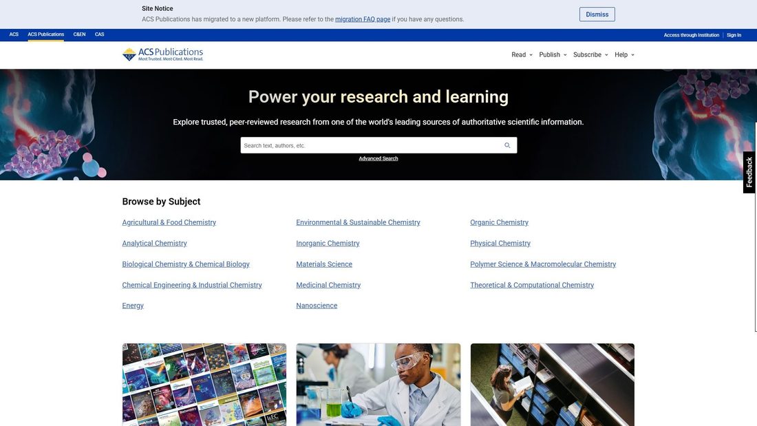 Screenshot of pubs.acs.org