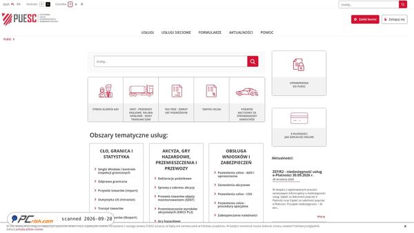 Zrzut ekranu puesc.gov.pl