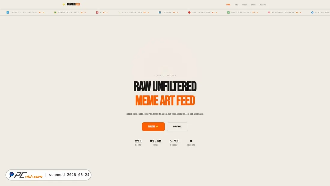 Screenshot of pumpfunfeed.click