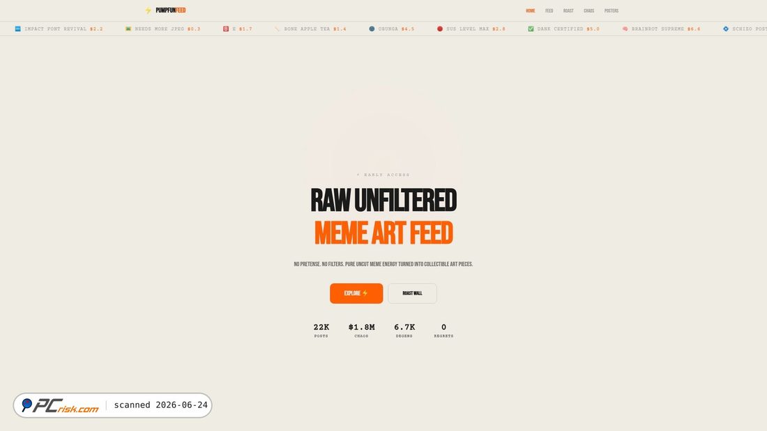Screenshot of pumpfunfeed.click