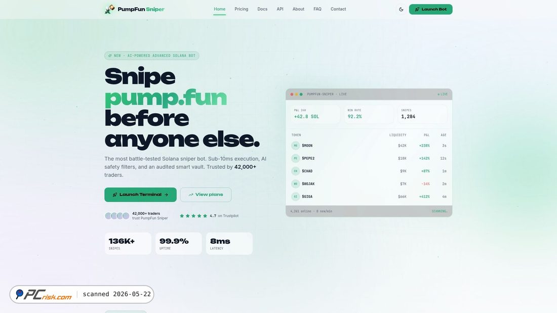 Screenshot of pumpsnipers.com