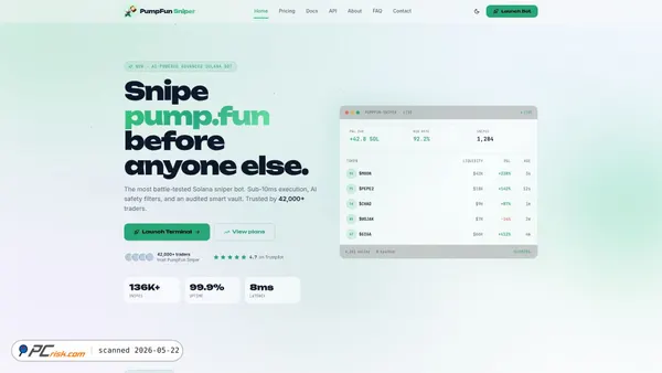 pumpsnipers.com screenshot