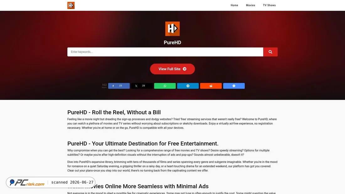Screenshot of purehd.cc
