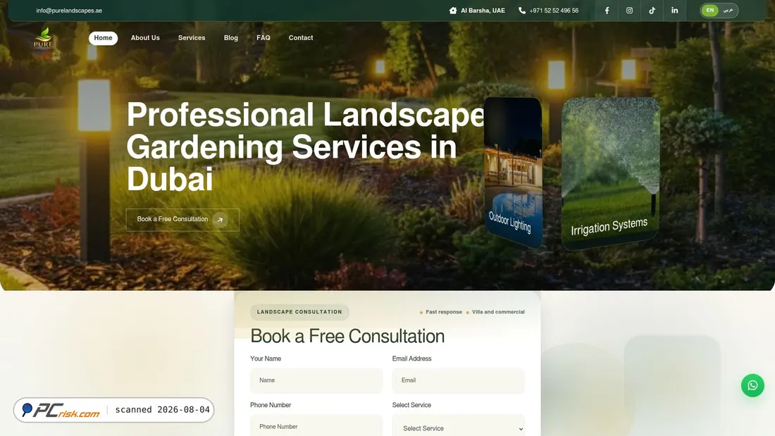 Screenshot of purelandscapes.ae
