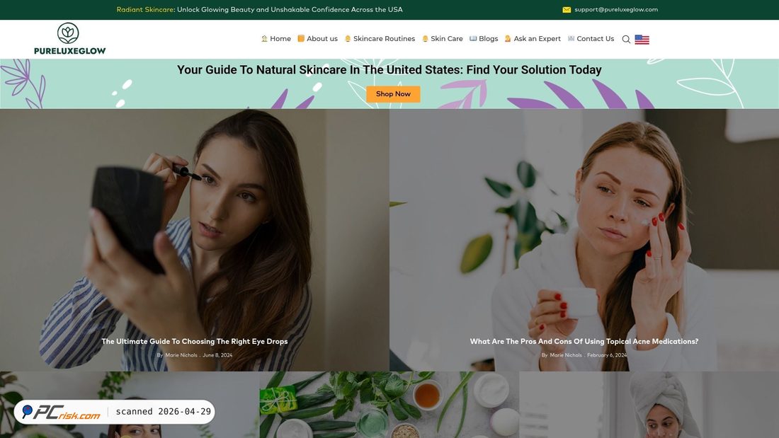 Screenshot di pureluxeglow.com
