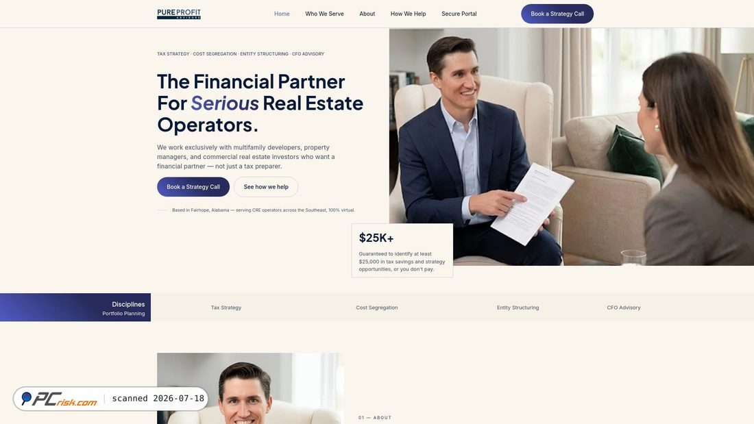 Screenshot von pureprofitadvisors.com