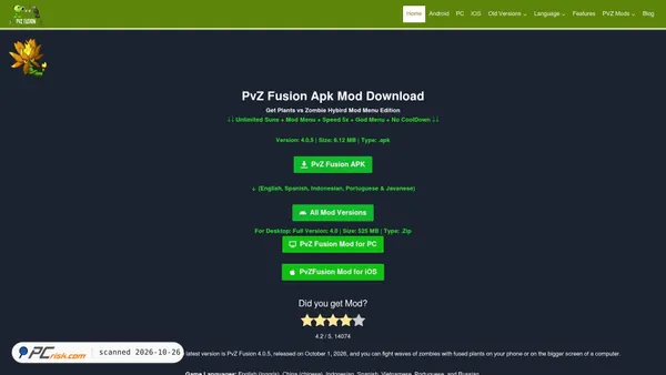 pvzfusion.net screenshot