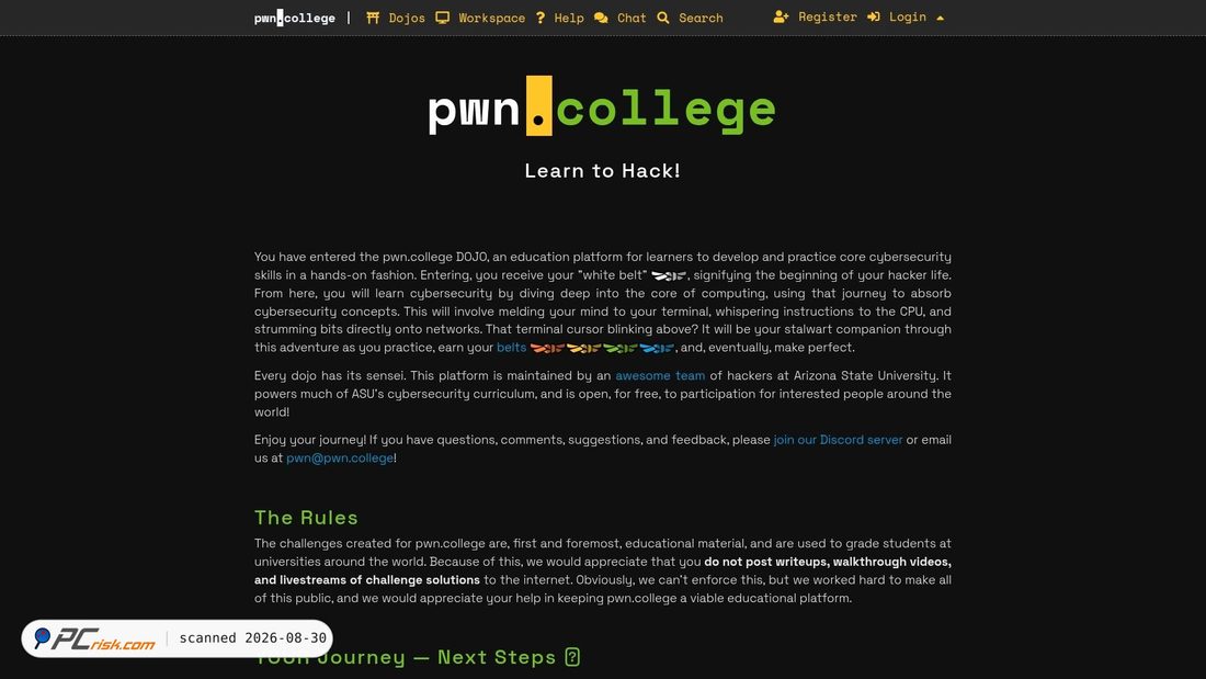 Screenshot von pwn.college