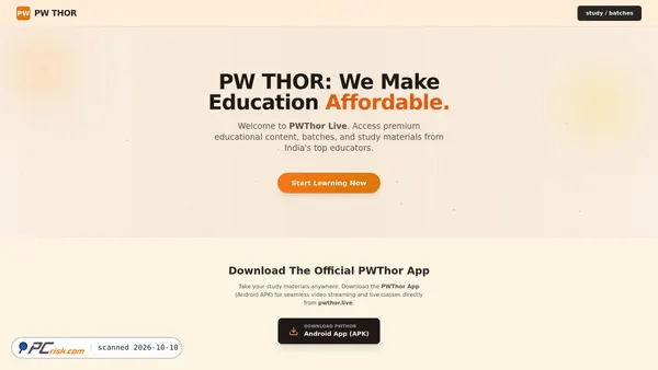 Captura de ecrã de pwthor.live