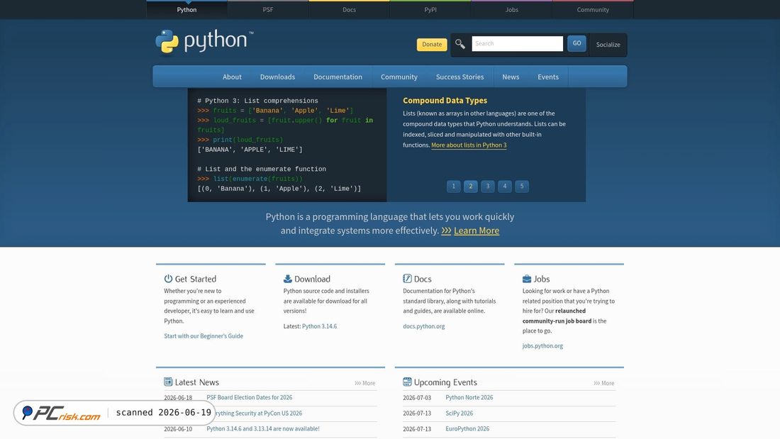 Screenshot of python.org