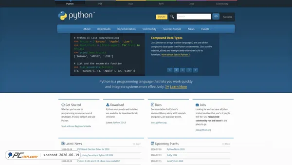 python.org screenshot