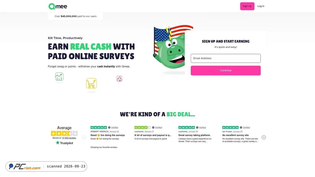 Captura de ecrã de qmee.com