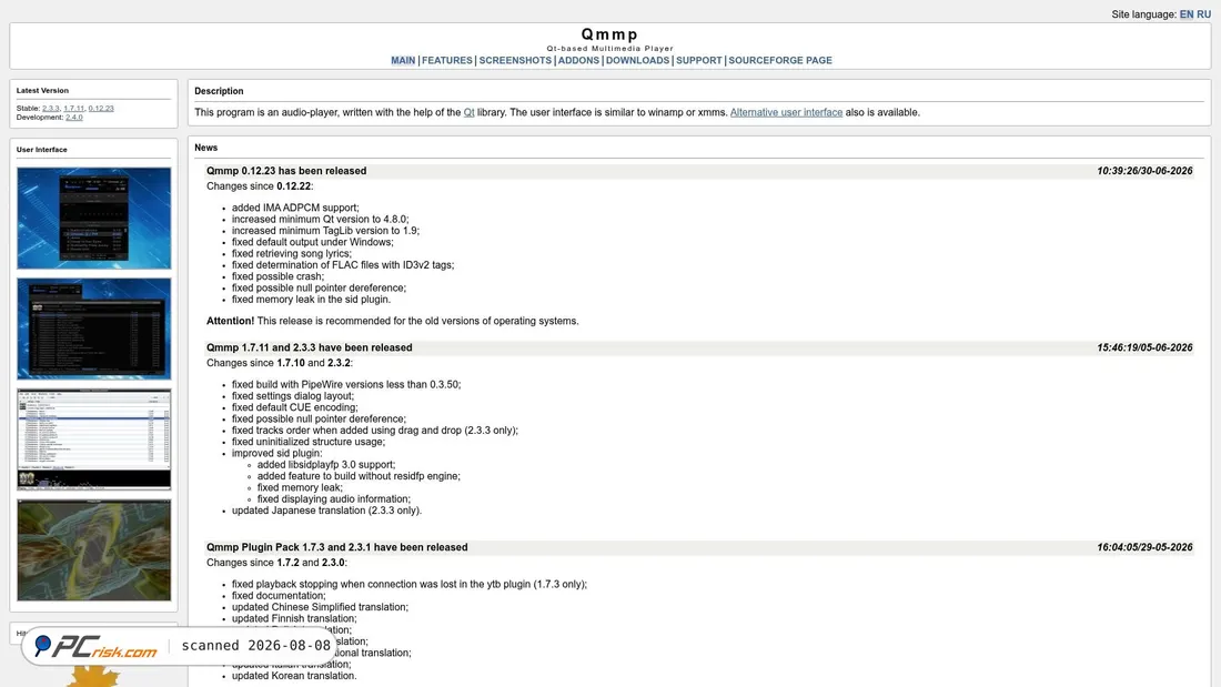 Screenshot of qmmp.ylsoftware.com