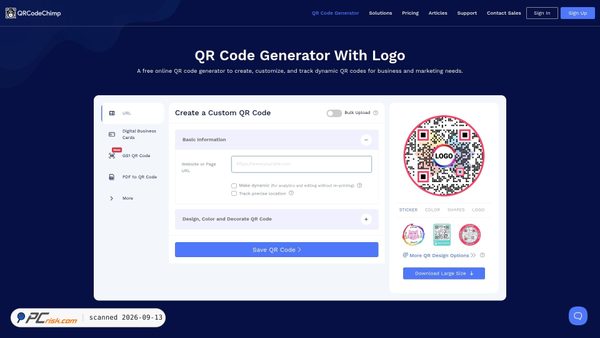 Zrzut ekranu qrcodechimp.page