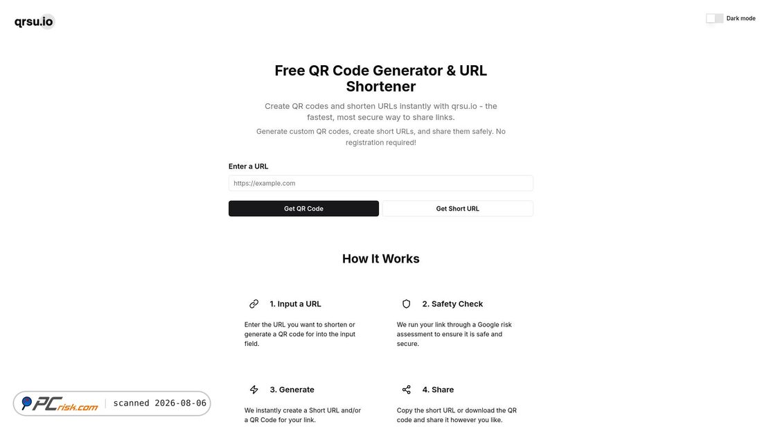 Screenshot of qrsu.io