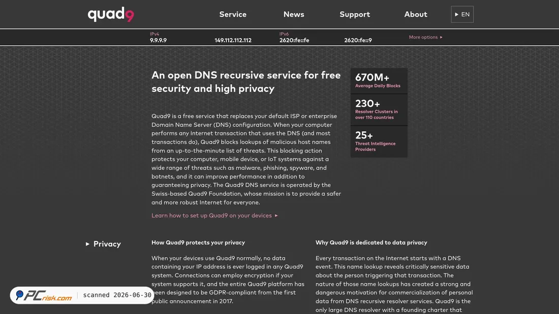 Screenshot of quad9.net