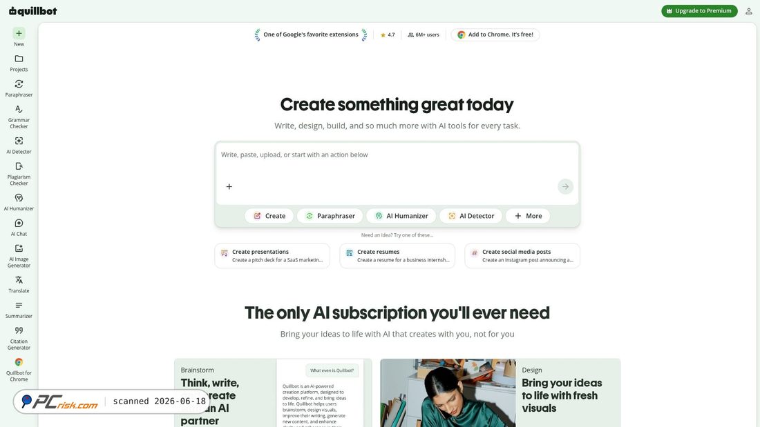 Screenshot of quillbot.com