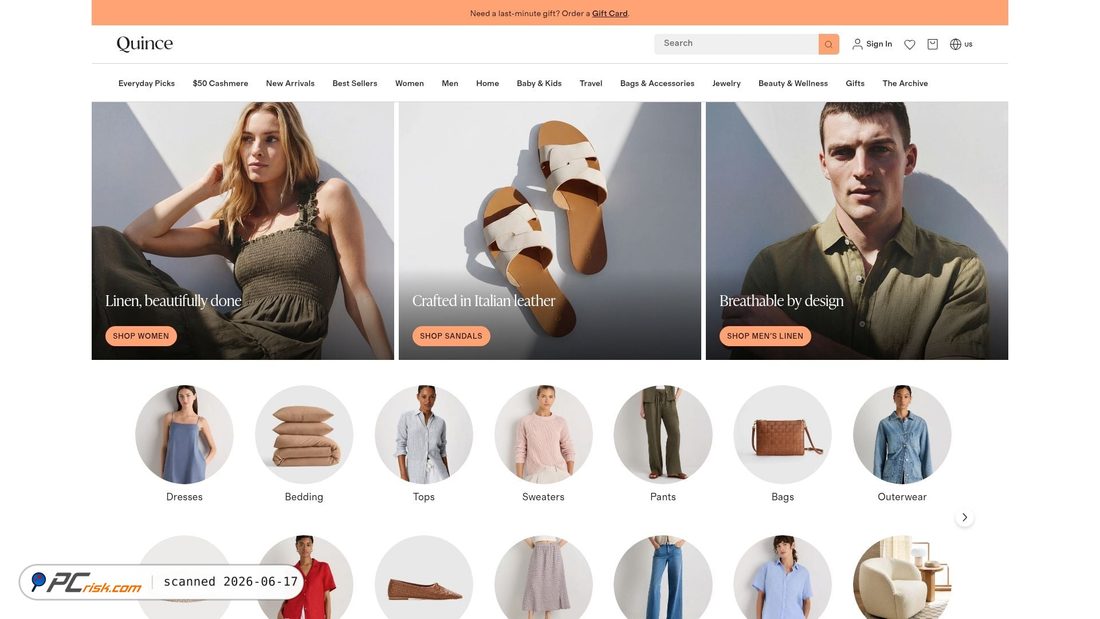 Screenshot of quince.com