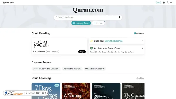 quran.com screenshot