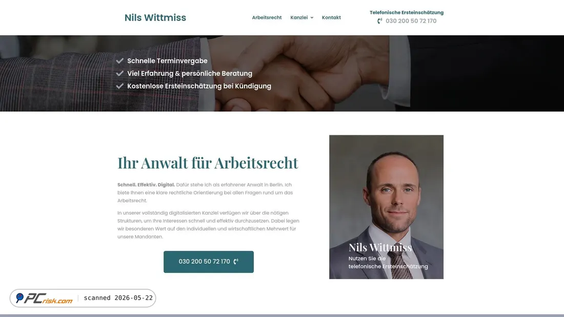 Screenshot of ra-wittmiss-arbeitsrecht.ihrekanzlei.eu
