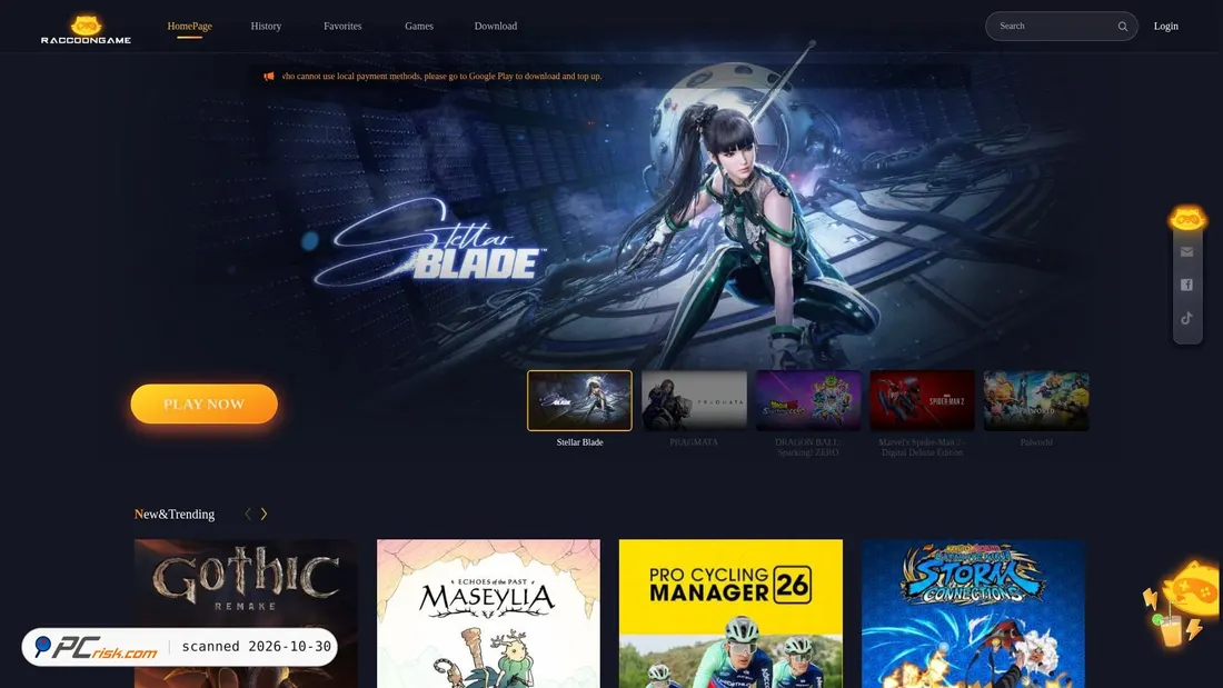 Screenshot of raccoongame.com