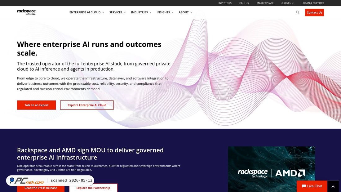 Screenshot von rackspace.com