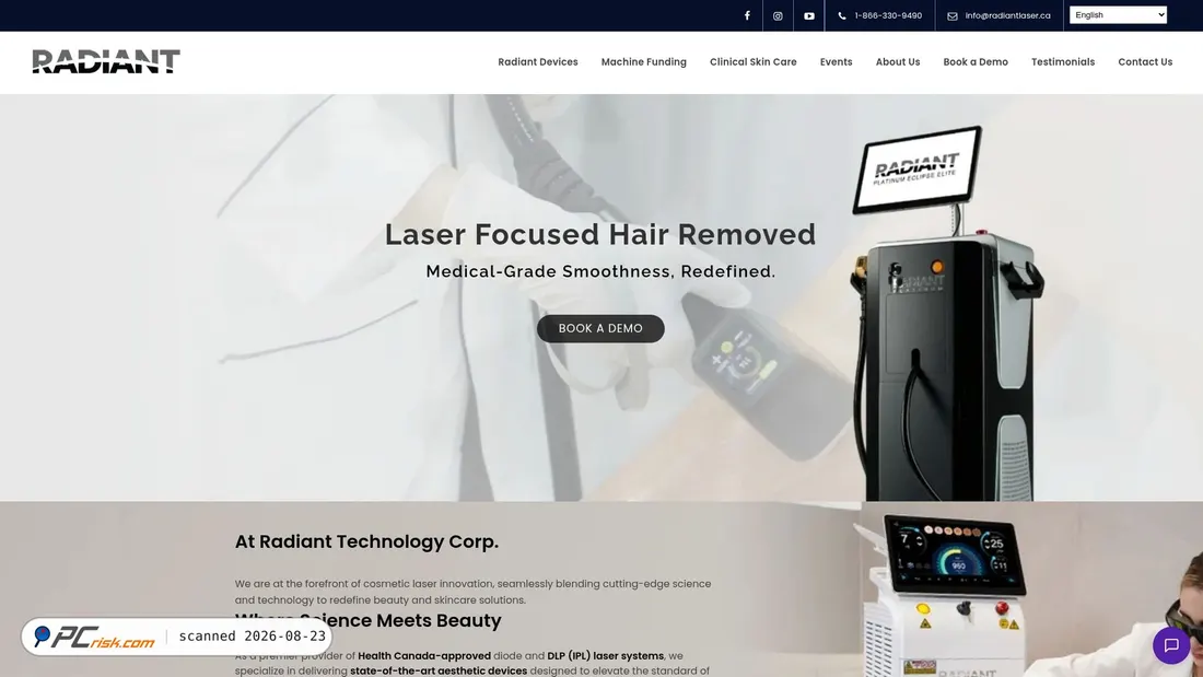 Screenshot of radiantlaser.ca