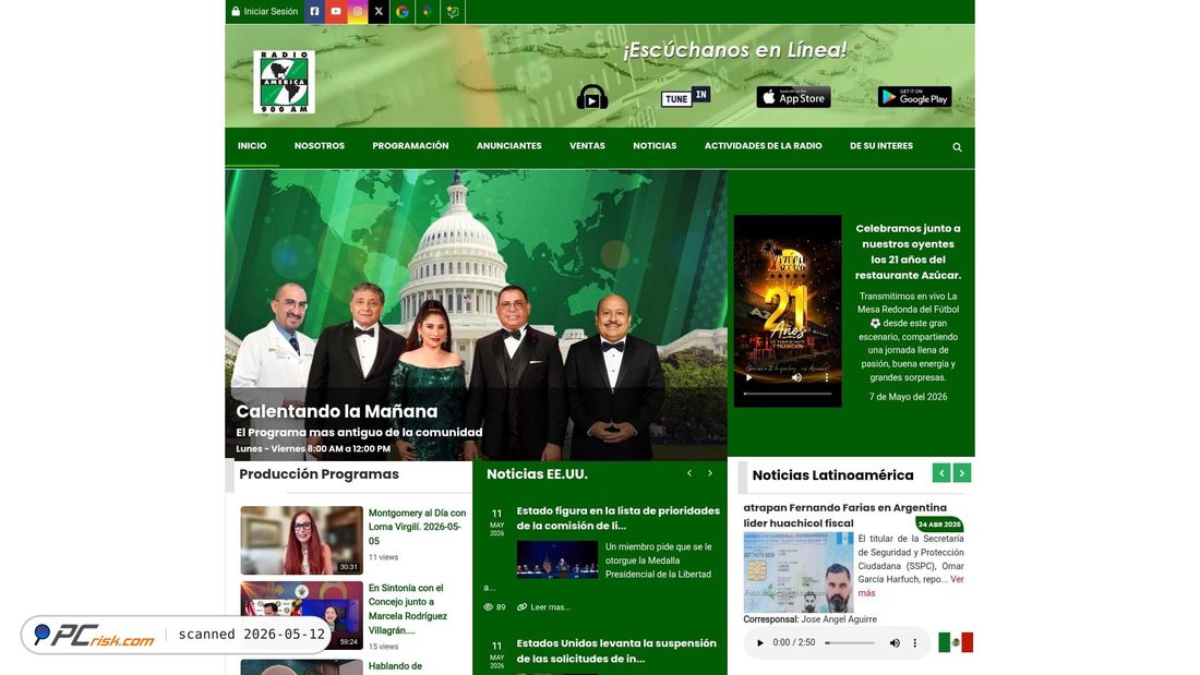 Screenshot von radioamerica.net