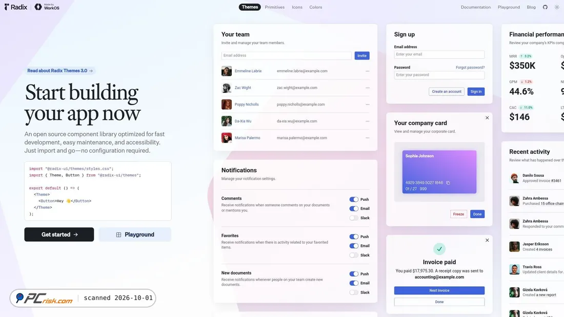 Captura de ecrã de radix-ui.com