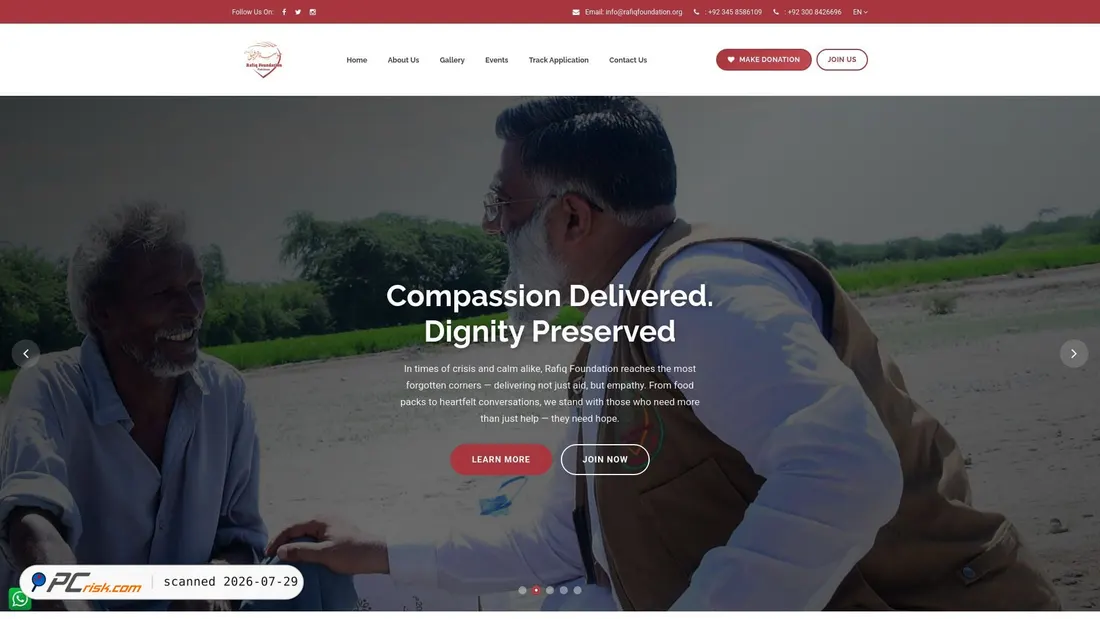Screenshot of rafiqfoundation.org